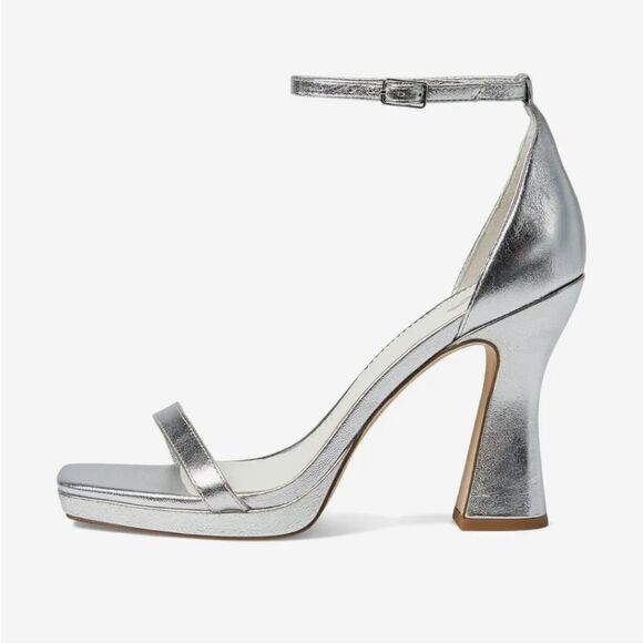 New SARTO by Franco Sarto Dolores Ankle Strap High Heel Silver Party Sandal s 7 - Picture 4 of 7
